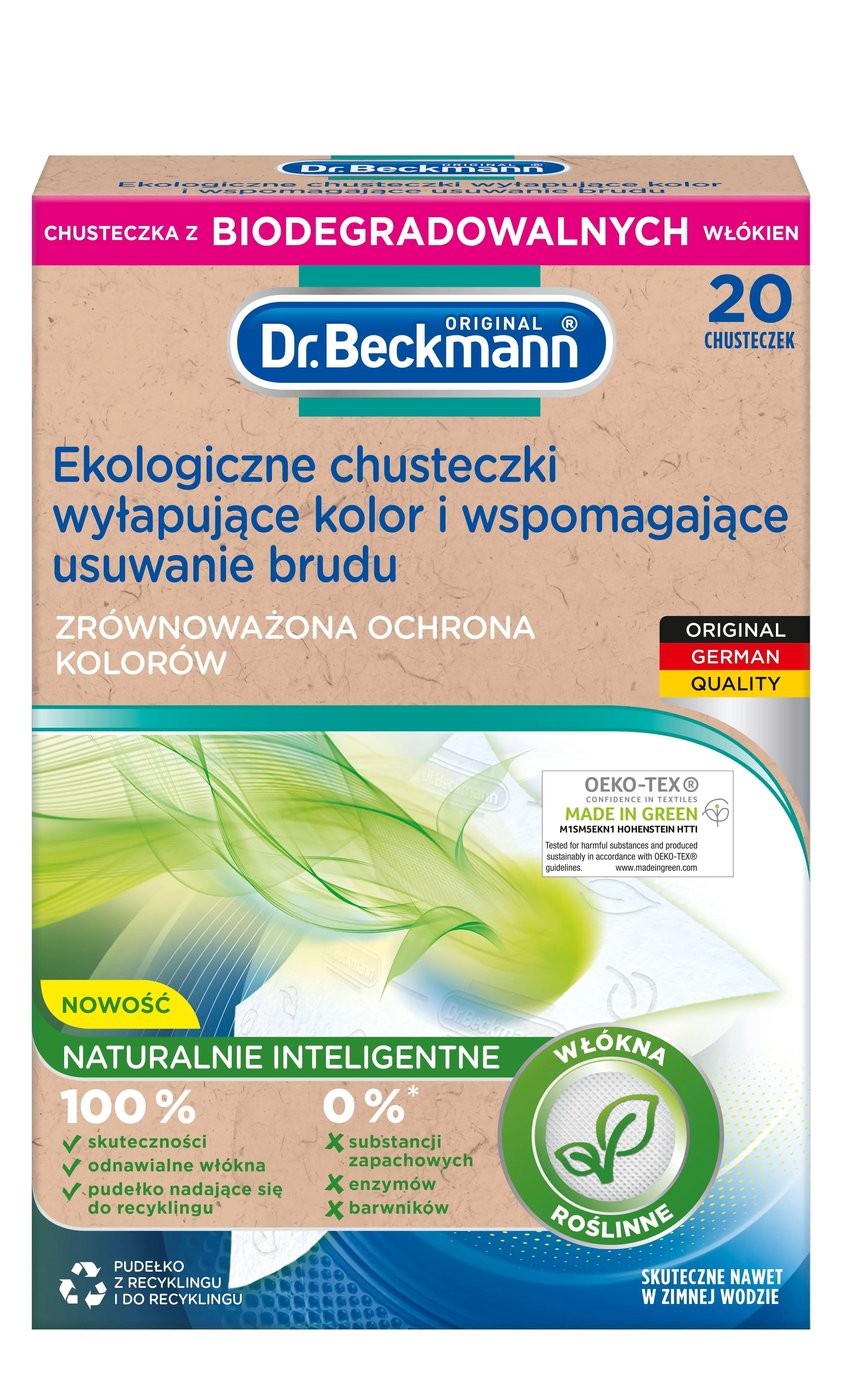 Dr. Beckmann ekologiczne chusteczki wyłapujące kolor i wspomagające usuwanie brudu 20szt