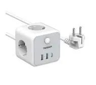 Tessan TS-301-C-GR 3 gniazda 2x USB-A USB-C 2m Biały