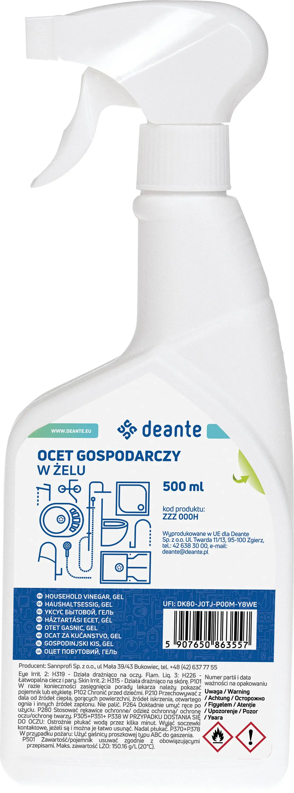 Deante ocet gospodarczy 14% w żelu 500ml