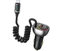 USAMS 1xUSB+1xUSB-C 60W + kabel Ligtning 30W PD+QC Fast Charge Czarny