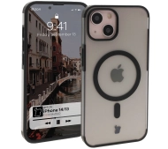 Bizon MatteO z MagSafe  do iPhone 14 / iPhone 13 Półprzezroczyste z czarną ramką