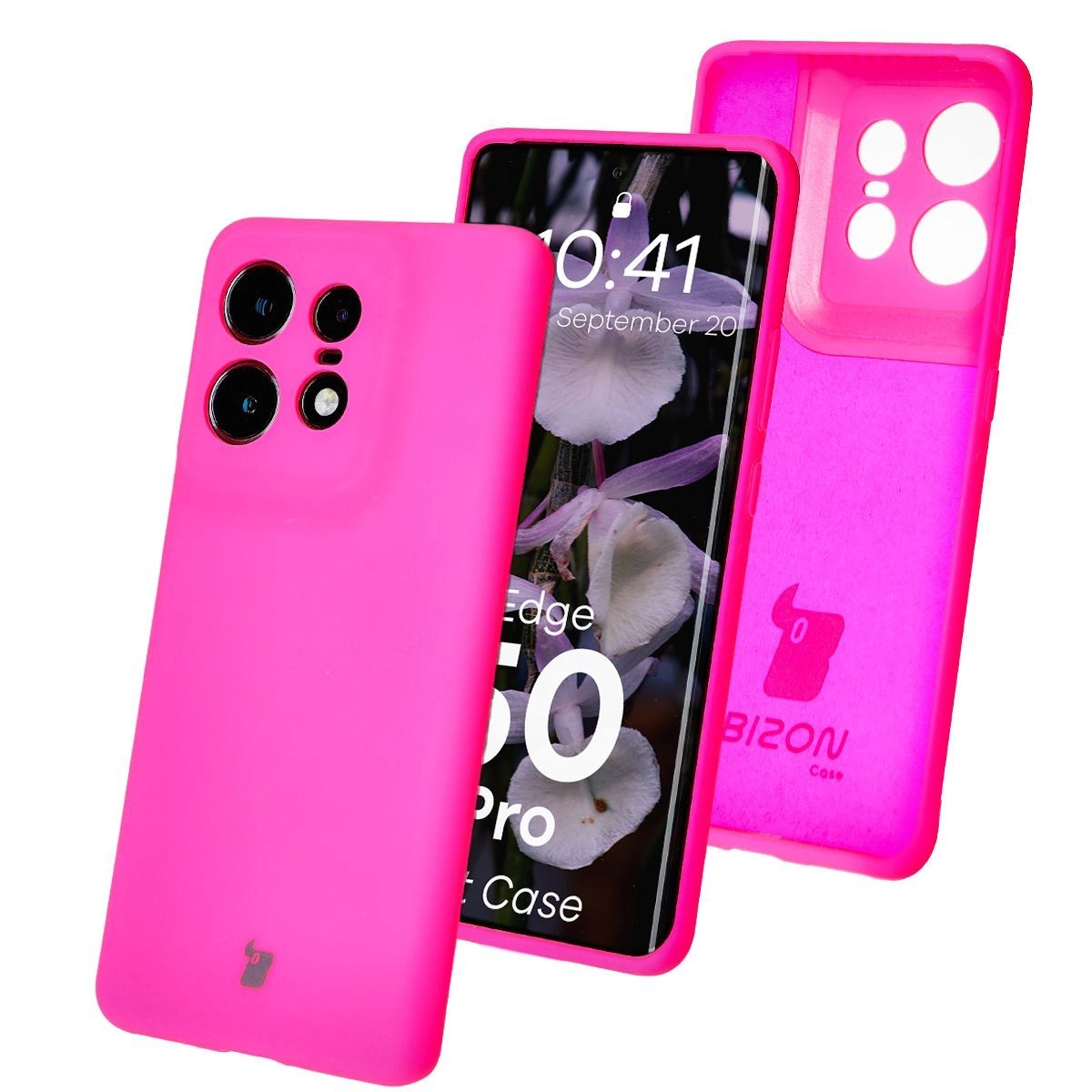 Bizon Silikonowe Soft do Motorola Edge 50 Pro Neonowo-różowy