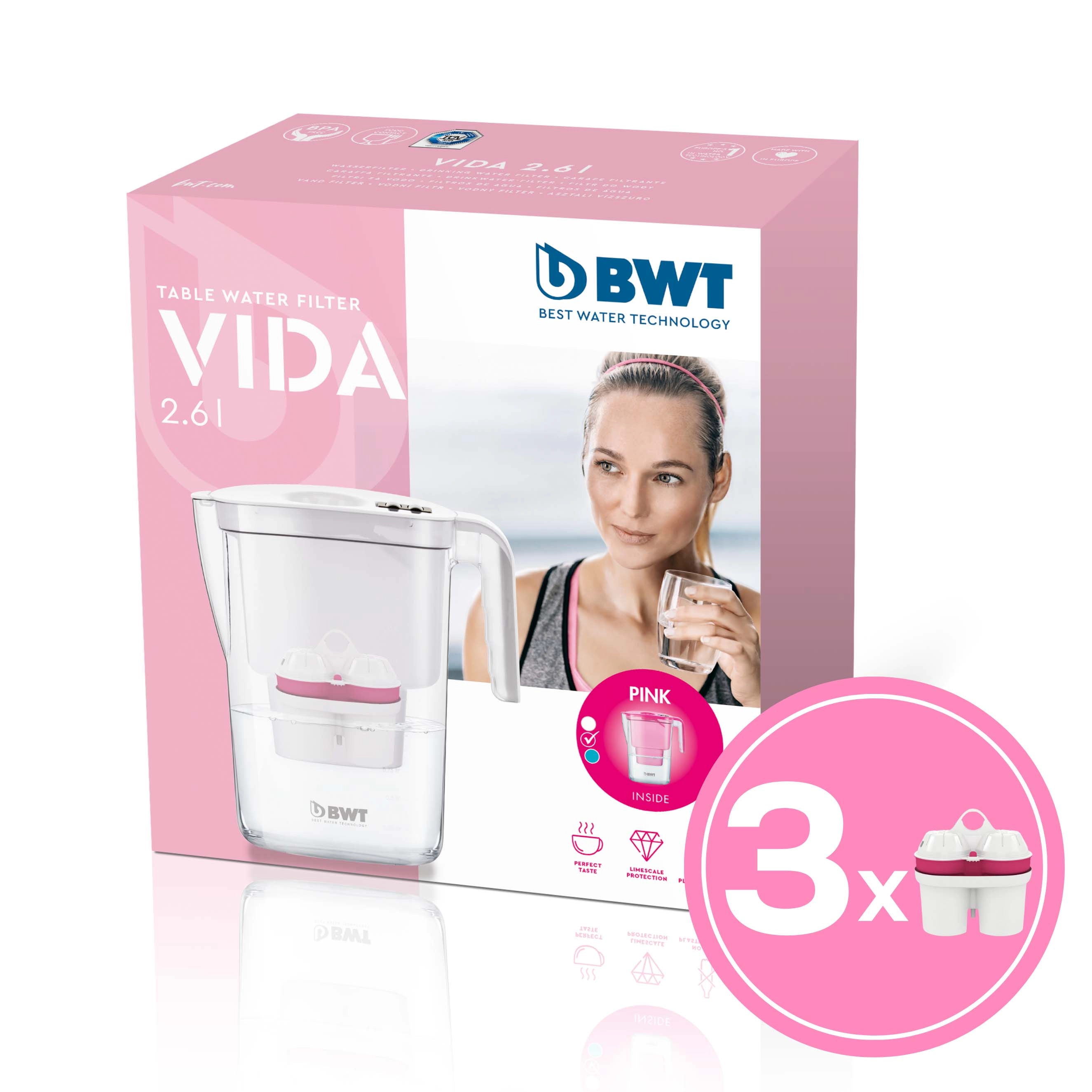 BWT Vida 2,6l 3 wkłady Różowy