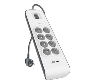 Belkin BSV804VF2M-V2 8 gniazd, 2x USB-A, 2m Biało-czarny