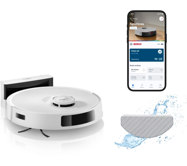Bosch Spotless Advanced BCRC2W Funkcja mopowania Tworzenie mapy pomieszczenia 75dB