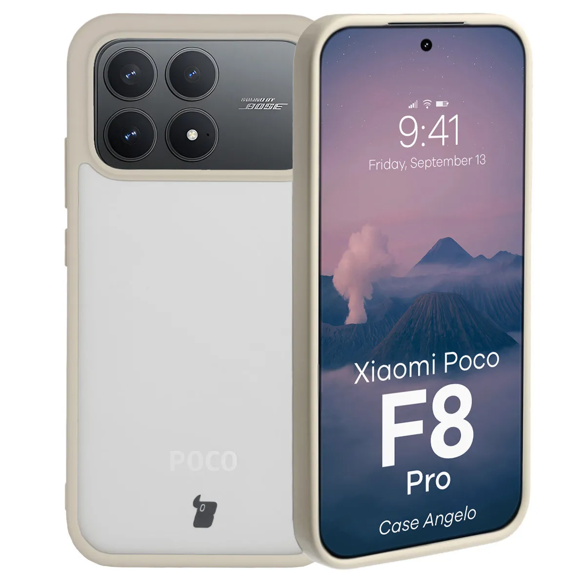 Bizon Angelo do Xiaomi POCO F8 Pro Półprzeźroczyste z beżową ramką