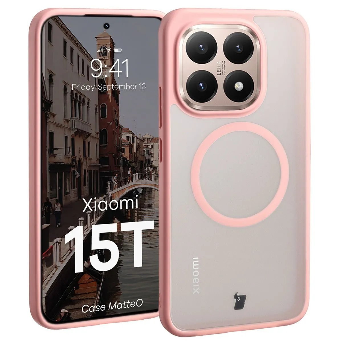 Bizon MatteO do Xiaomi 15T Półprzezroczyste z różową ramką
