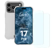 Bizon elastyczne etui + 2x szkło hartowane Clear Pack do iPhone 17 Pro