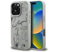 Karl Lagerfeld Grained Pattern & Logo MagSafe do iPhone 16 Pro Max Szary