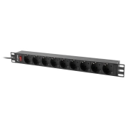 Lanberg RACK PDU 19" 1U 16A 9x Schuko Czarny 3m