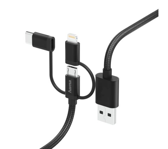 kabel USB Hama 183305 3w1, 0,2m (czarny)