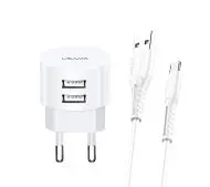 USAMS T20 2x USB + kabel microUSB Biały