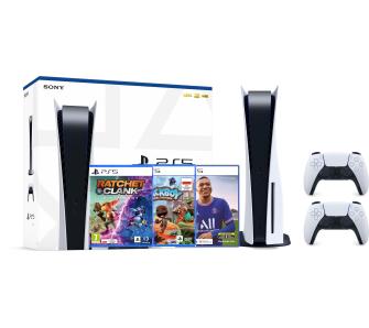 konsola PS5 Sony PlayStation 5 (PS5) + FIFA 22 + Sackboy: Wielka Przygoda + Ratchet & Clank: Rift Apart + dodatkowy pad (biały)