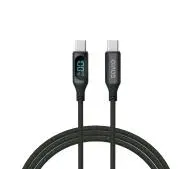 Savio CL-174 USB-C-USB-C 100W 1M + wyświetlacz cyfrowy Czarny