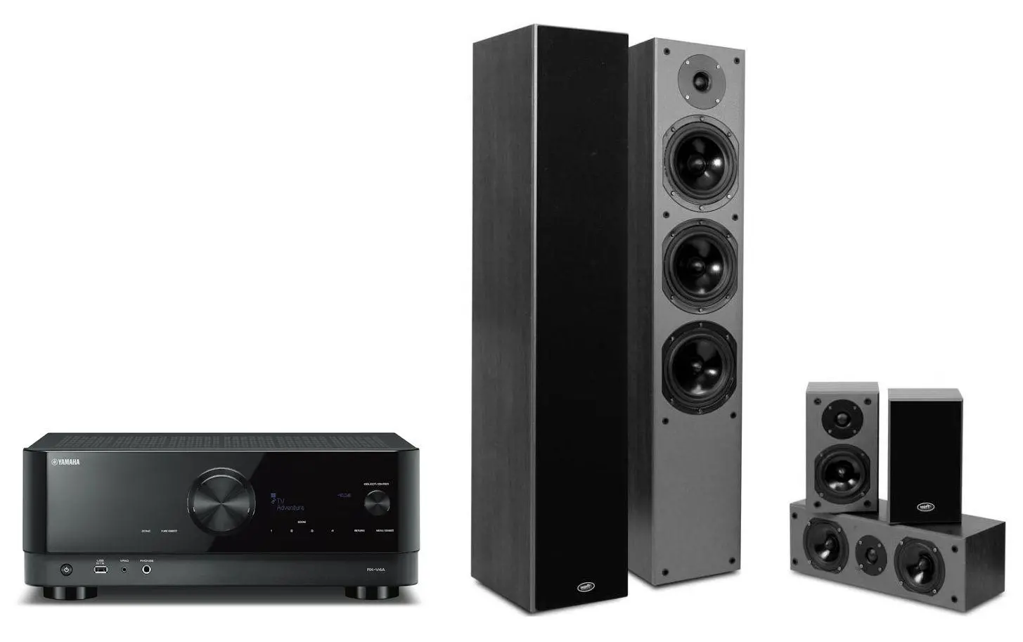Yamaha MusicCast RX-V4A Czarny, Prism Audio Falcon HT500 Czarny