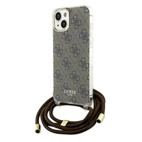 Guess Crossbody Cord 4G Print GUHCP15SHC4SEW do iPhone 15/14/13 Brązowy
