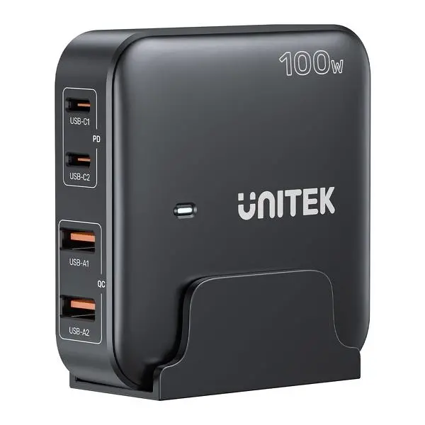 Unitek GaN 100W 2xUSB-A+2xUSB-C Czarny