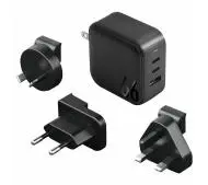 Energea 1xUSB+2xUSB-C PD-PPS-QC 3.0 66W 2C1A US+EU Travelite GAN66 Czarny