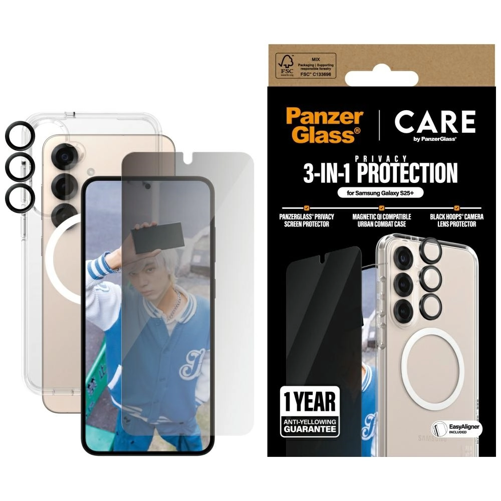 PanzerGlass CARE by PanzerGlass Flagship 3w1 Etui+Szkło Prywatyzujące+Lens do Galaxy S25 Plus