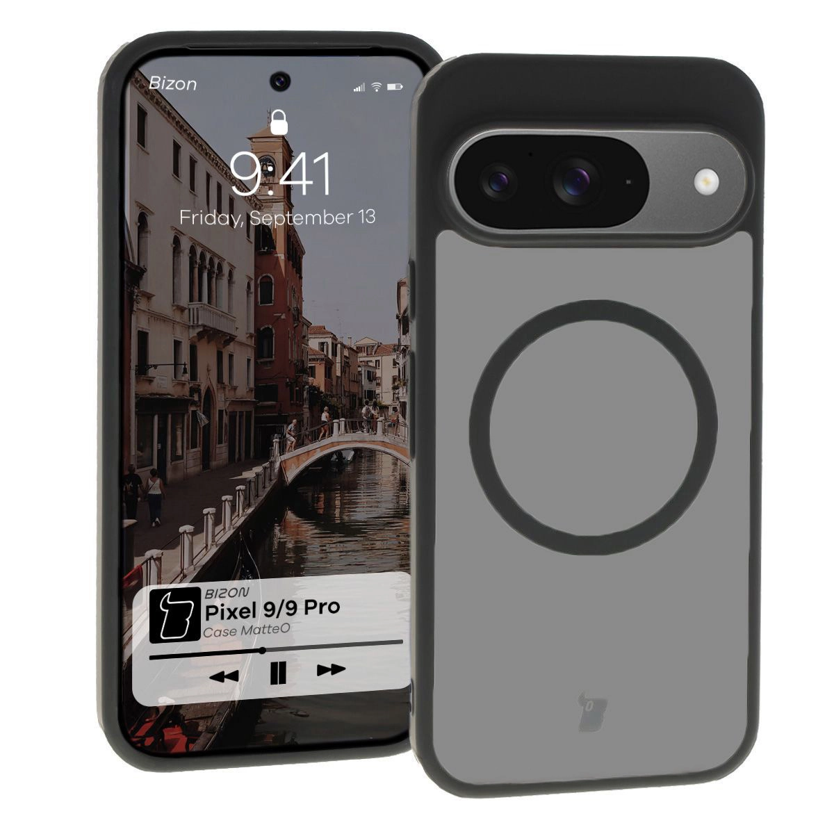 Bizon MatteO z MagSafe do Google Pixel 9/9 Pro Półprzezroczyste z czarną ramką