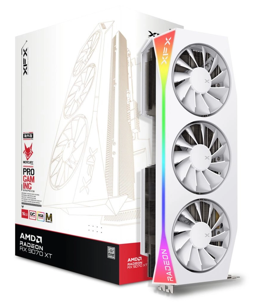 XFX Mercury Radeon RX 9070 XT OC White Magnetic Air Edition RGB 16GB GDDR6 256bit FSR