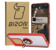 Bizon z uchwytem na palec Hybrid Ring do Xiaomi 14T przydymione z Czerwoną ramką