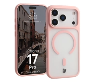 Bizon MatteO z MagSafe do Apple iPhone 17 Pro Półprzezroczyste z różową ramką