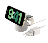Belkin 2w1 Qi2 15W do iPhone AppleWatch AirPods Kremowy
