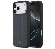 Mercedes-Benz Leather Laurel Leaves Stripes MagSafe do iPhone 17 Pro Max niebieski
