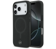 Mercedes-Benz Plain Smooth Leather MagSafe do iPhone 17 Pro czarny