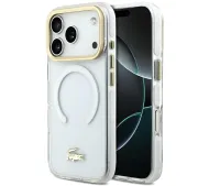 Lacoste Shockproof Transparent Frosted Gold Logo MagSafe do iPhone 17 Pro Biały