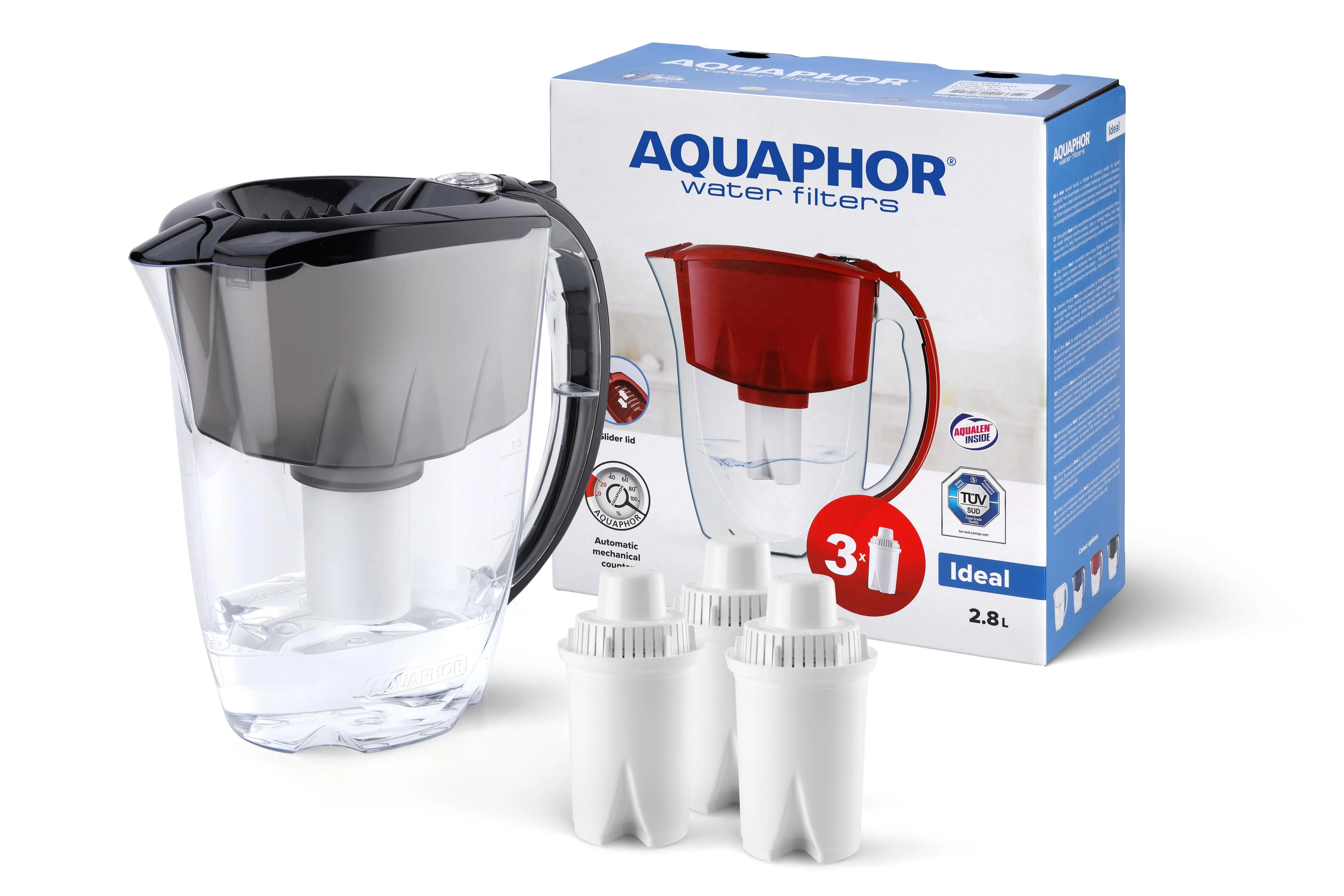 Aquaphor Ideal 2,8l 3 wkłady Czarny