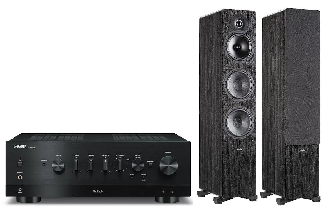 Yamaha R-N800A Czarny, Indiana Line Tesi 661 Ciemny dąb