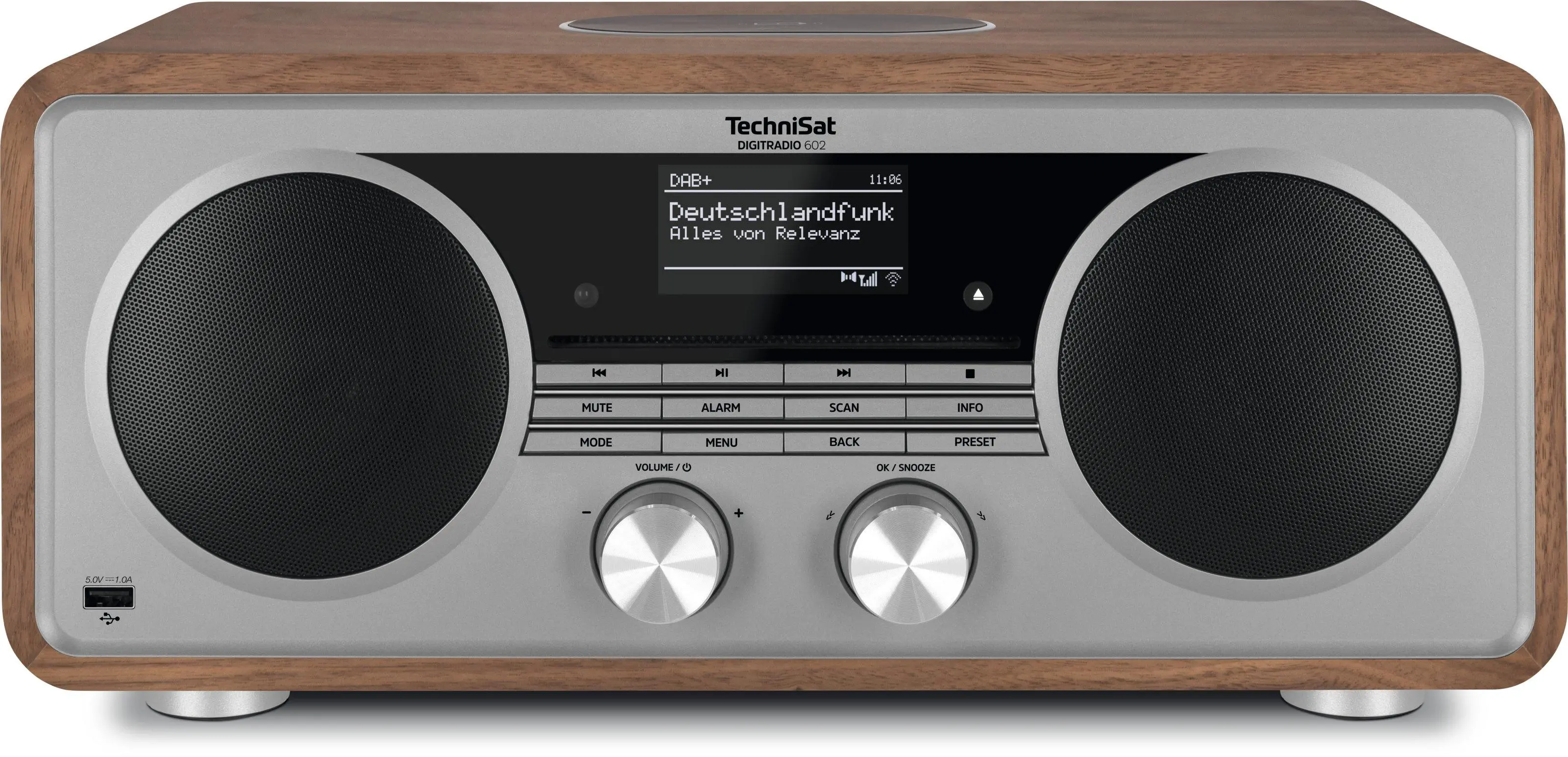 TechniSat DigitRadio 602 Radio FM DAB+ Internetowe Bluetooth Orzech-srebrny