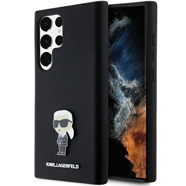 Karl Lagerfeld Silicone Ikonik Metal Pin do Samsung Galaxy S24 Ultra Czarny