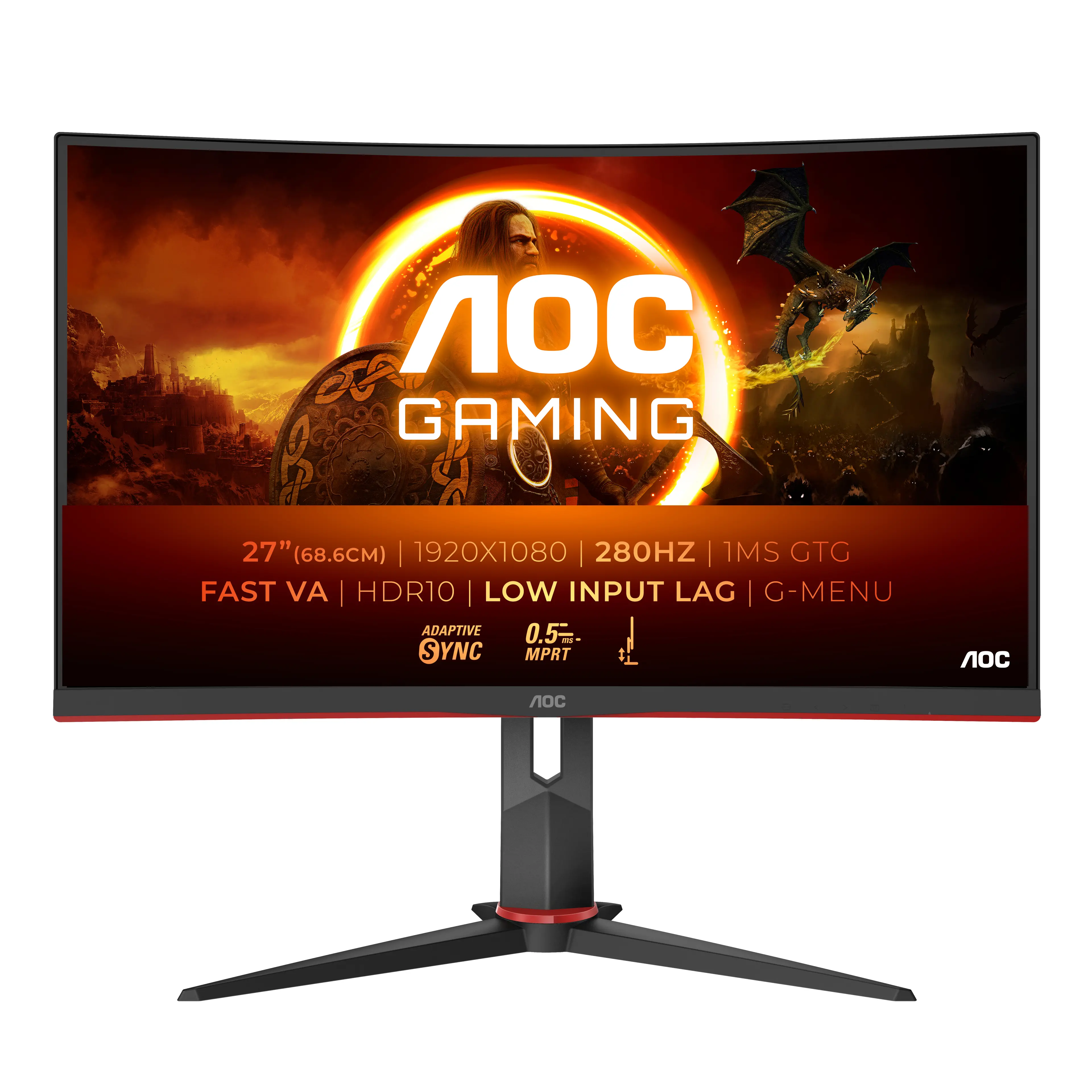AOC C27G2Z3/BK 27" Full HD Fast VA 280Hz 0,5ms MPRT Zakrzywiony Gamingowy