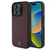 Mercedes-Benz Textured And Plain Leather MagSafe do iPhone 16 Pro Max Czerwony