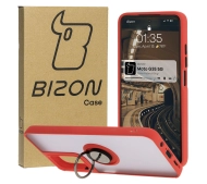 Bizon z uchwytem na palec Hybrid Ring do Motorola Moto G35 5G Przydymione z czerwoną ramką