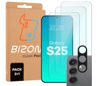 Bizon 3x Szkło hartowane + szybka na aparat Clear 2 Pack do Galaxy S25