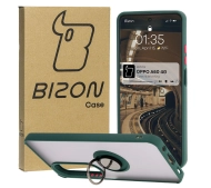 Bizon z uchwytem na palec Hybrid Ring do Oppo A60 4G przydymione z Ciemnozieloną ramką