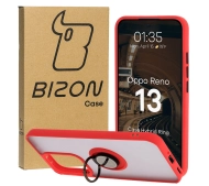Bizon z uchwytem na palec Hybrid Ring do Oppo Reno13 przydymione z Czerwoną ramką