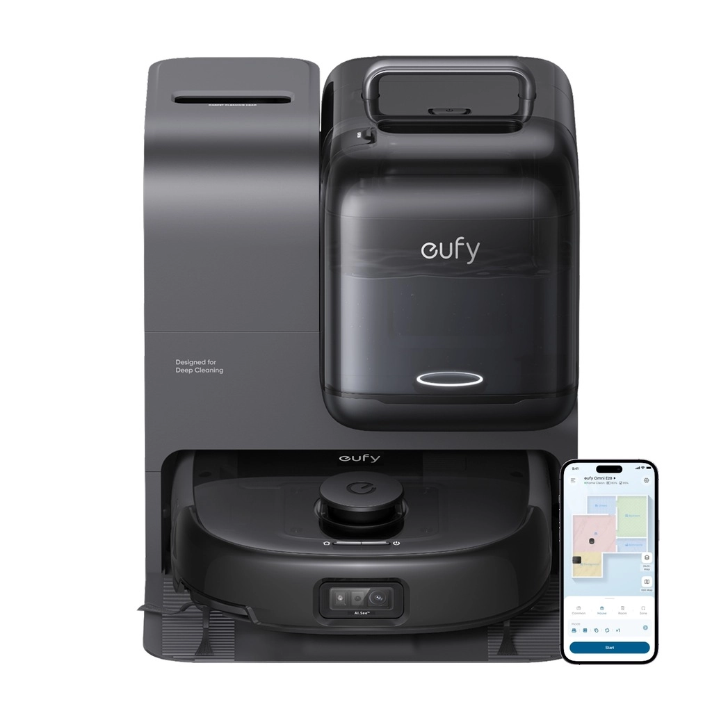 Eufy Omni E28 Funkcja mopowania Stacja oczyszczająca Tworzenie mapy pomieszczenia 57dB Czarny