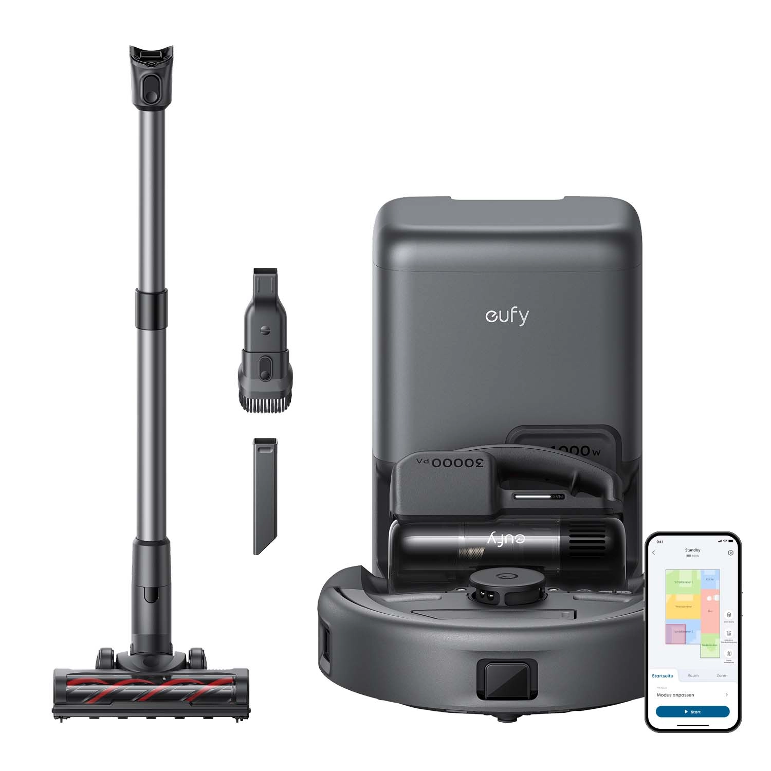 Eufy E20 Stacja oczyszczająca Tworzenie mapy pomieszczenia 57dB Czarny