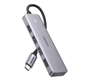 UGREEN CM219 4w1 USB-C do 4x USB 3.0 + USB-C Szary