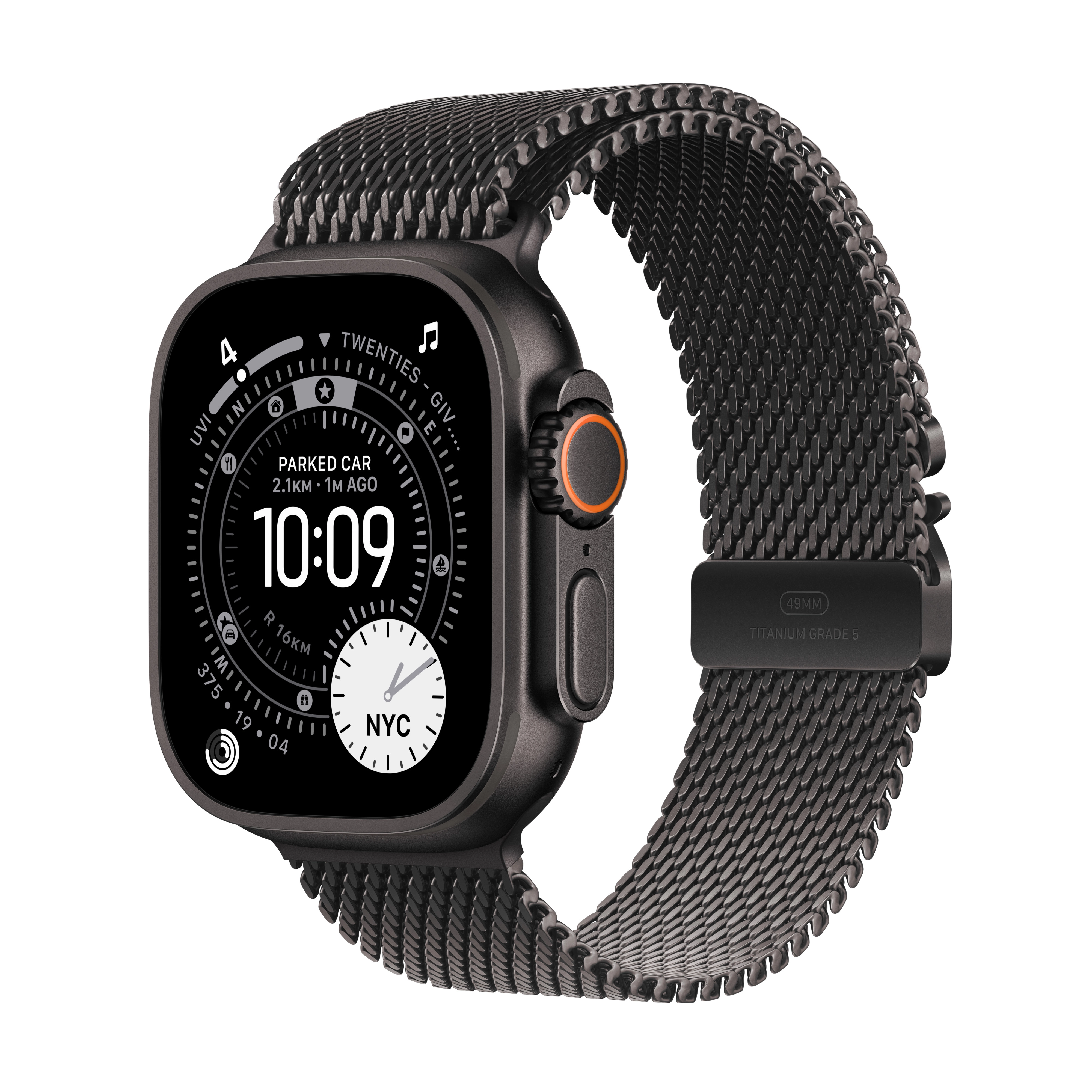 Apple Watch Ultra 3 GPS + Cellular koperta z tytanu Czarna 49mm Bransoleta mediolańska z tytanu Czarna Rozmiar L