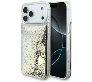 Guess Liq. Glitter 4 Charms do iPhone 17 Pro Max złoty