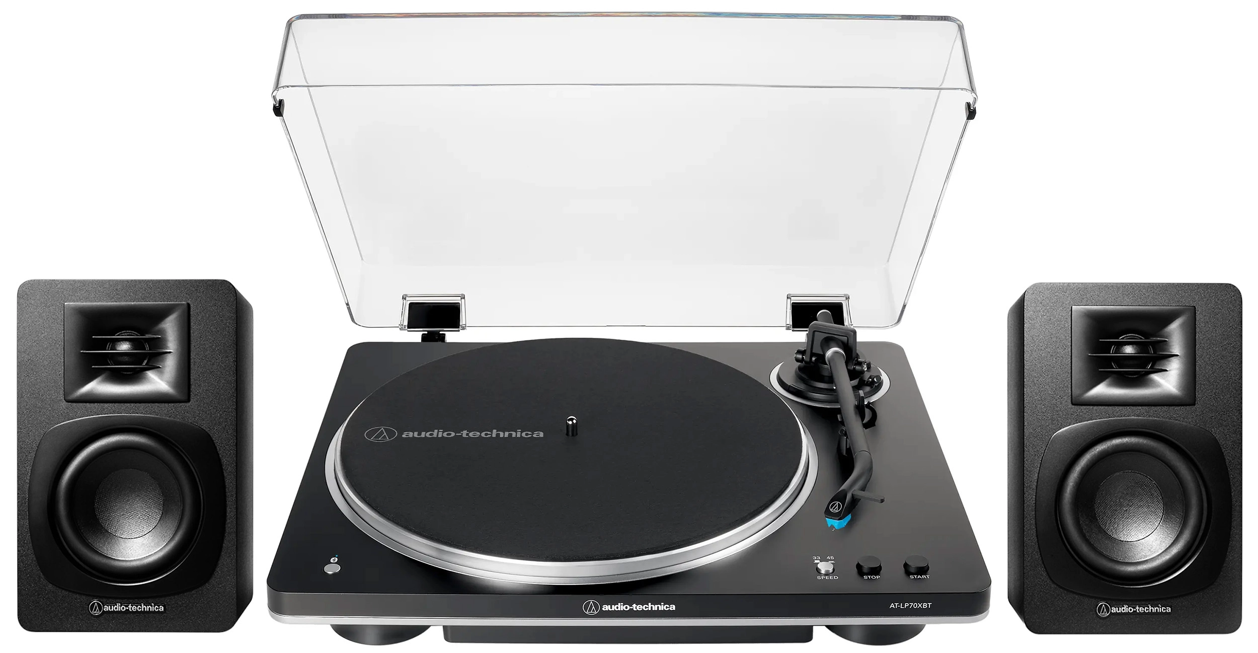 Audio-Technica AT-LP70XBT Automatyczny Napęd paskowy Przedwzmacniacz Bluetooth Czarny + Kolumny AT-SP3X