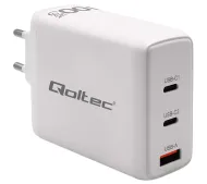 Qoltec 51826 GaN USB-A 2x USB-C 100W Biały