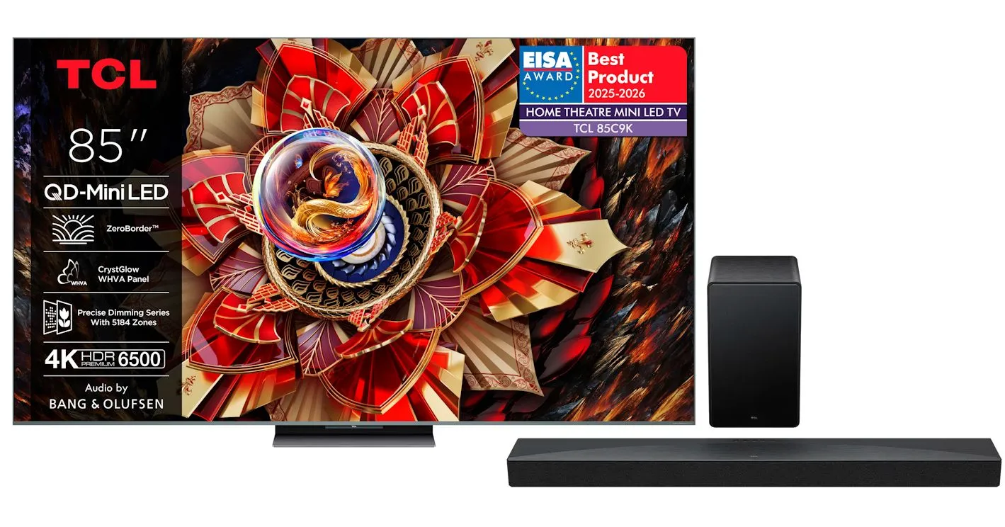 TCL 85C9K 85" QD-Mini LED 4K 144Hz Google TV Dolby Vision IQ Dolby Atmos HDMI 2.1 DVB-T2 + Soundbar TCL Q65H