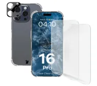 Bizon elastyczne etui + 2x folia + szkło na aparat Clear Pack do iPhone 16 Pro